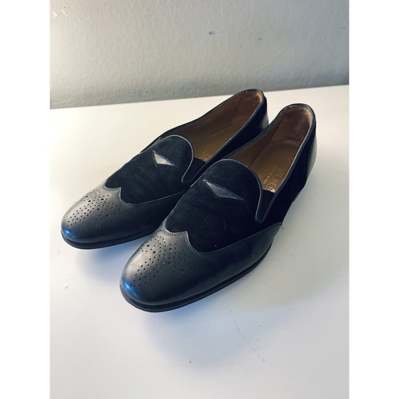 Gravati Shoes - Gravati Black Suede Leather Slip On Loafers Hand Made in ITALY Size 7 Vintage